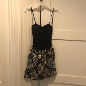 Black mini dress with rhinestone detail